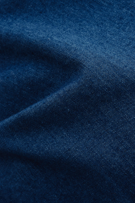 Men's long-sleeved shirt, cotton, washed indigo blue.
