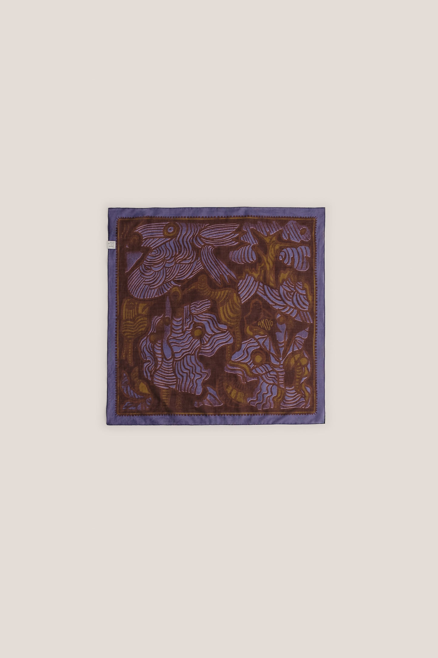 Unisex accessories bandana, 100% cotton, dark purple with brown and gold African wildlife print.