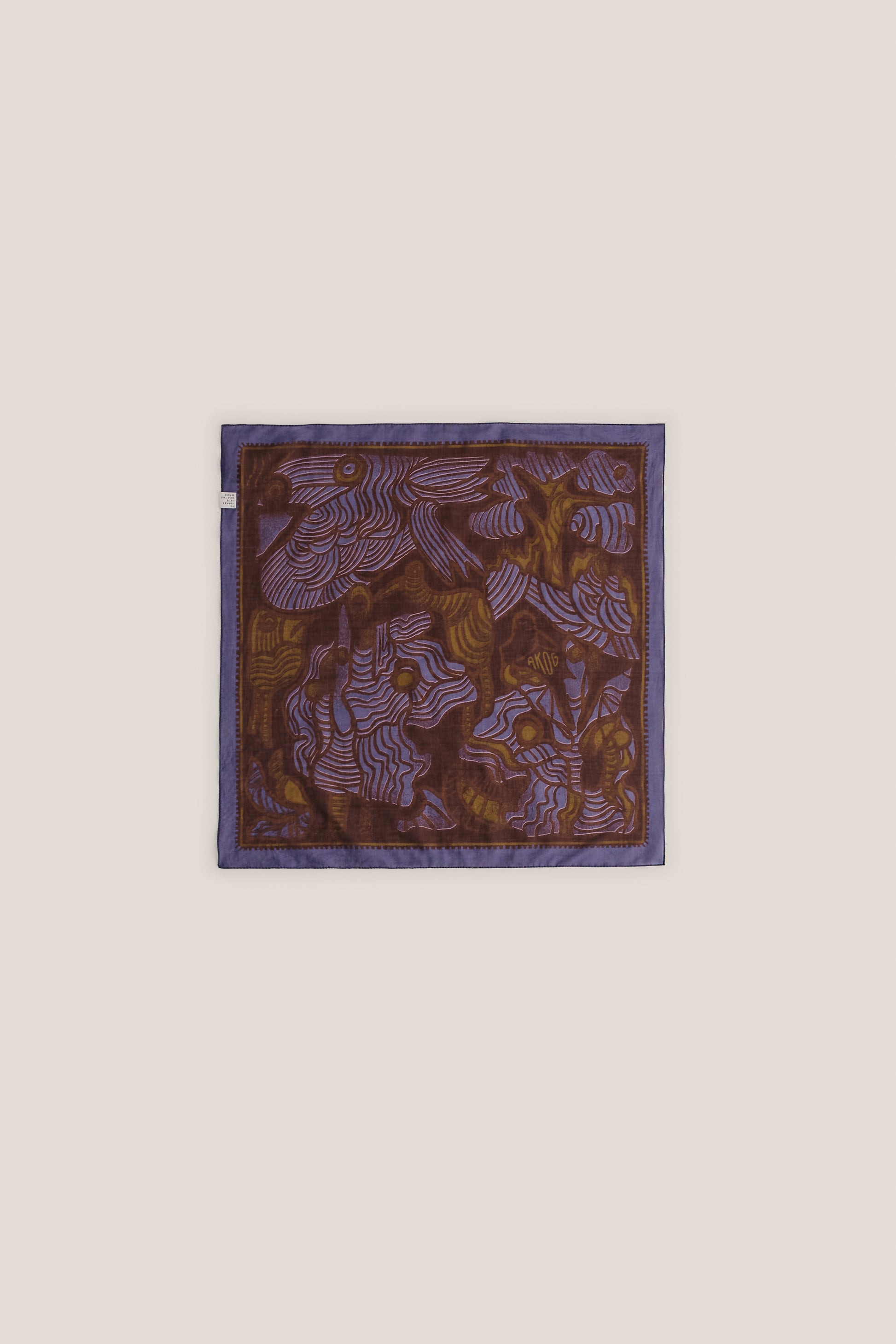 Unisex accessories bandana, 100% cotton, dark purple with brown and gold African wildlife print.