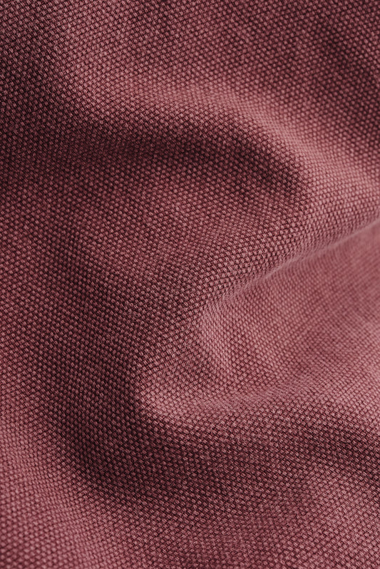 Men's pants, organic cotton, stone washed, deep red.