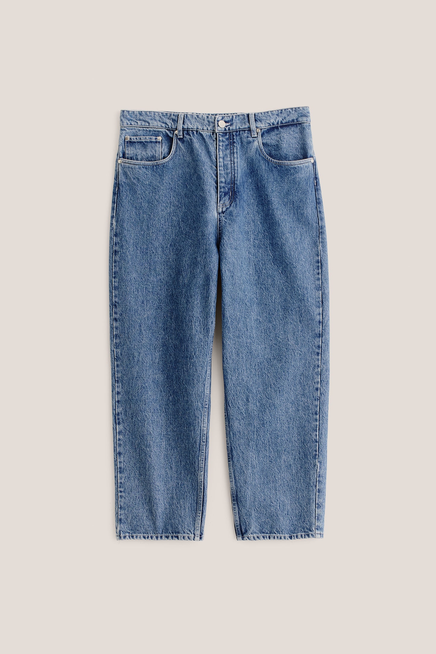 Men's pants, long-pants, cotton mix denim, stone washed, blue.