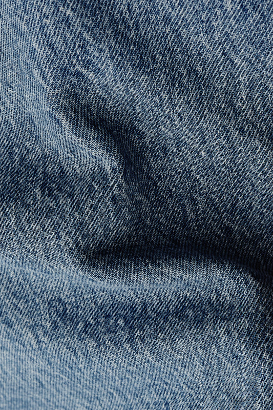 Men's pants, long-pants, cotton mix denim, stone washed blue.