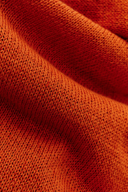 Men's knit polo, linen-organic cotton blend, light knit, orange.
