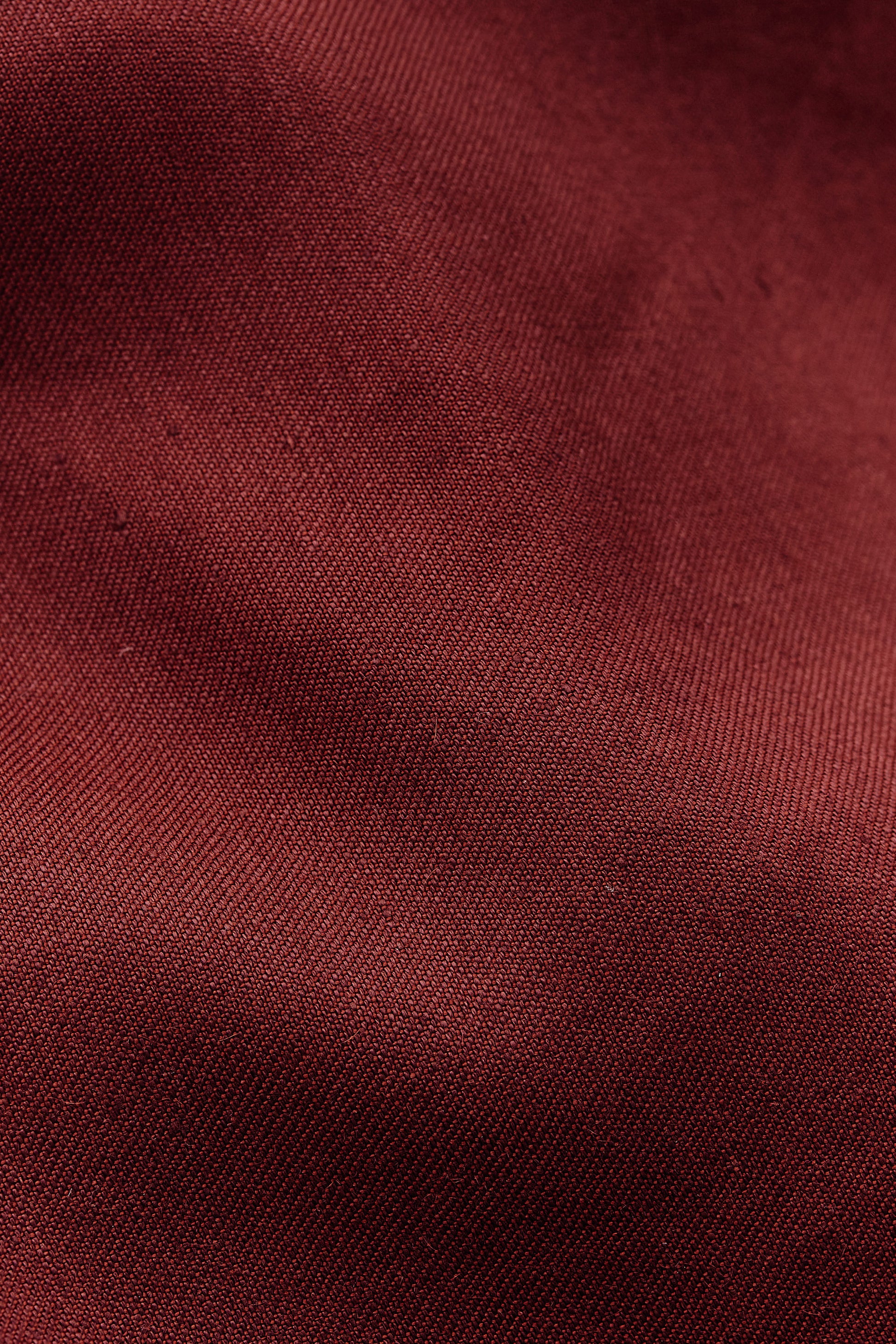 Women's dress, linen-virgin wool-mohair blend, prunelle weave, rich red.