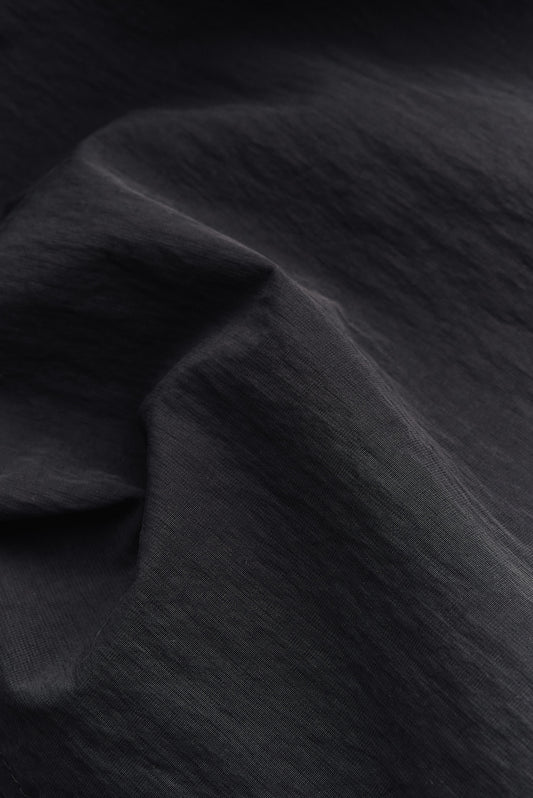 Men's outerwear jacket, recycled nylon cotton blend, water-repellent, dark grey.