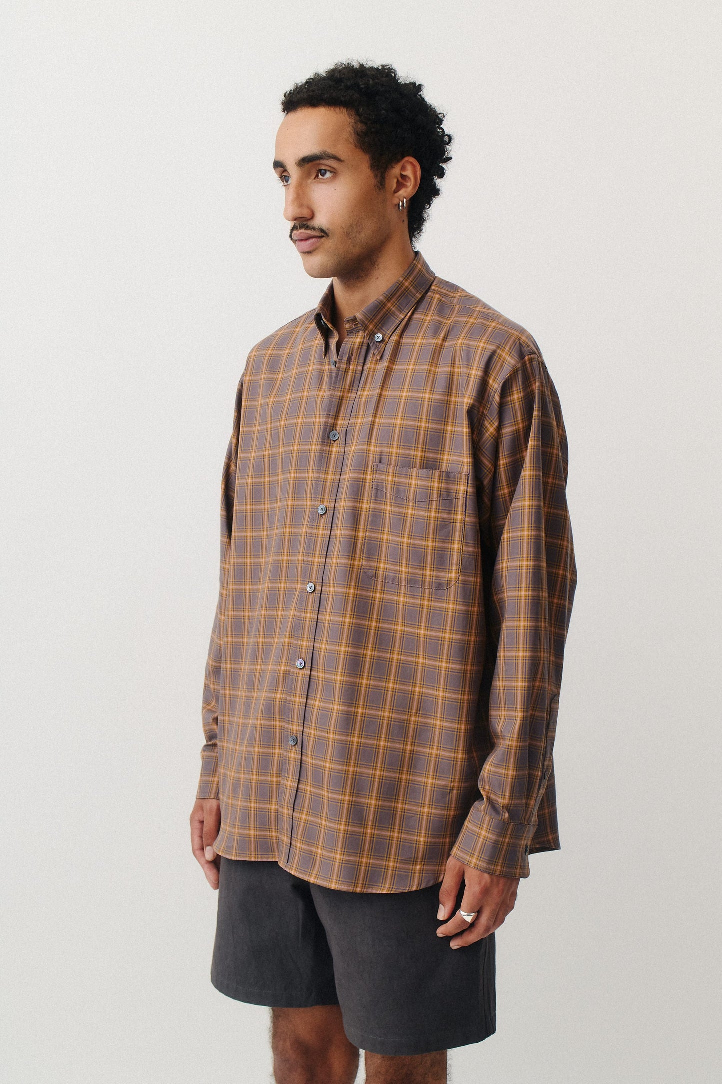Banita Button Down Shirt Brown Madras Check