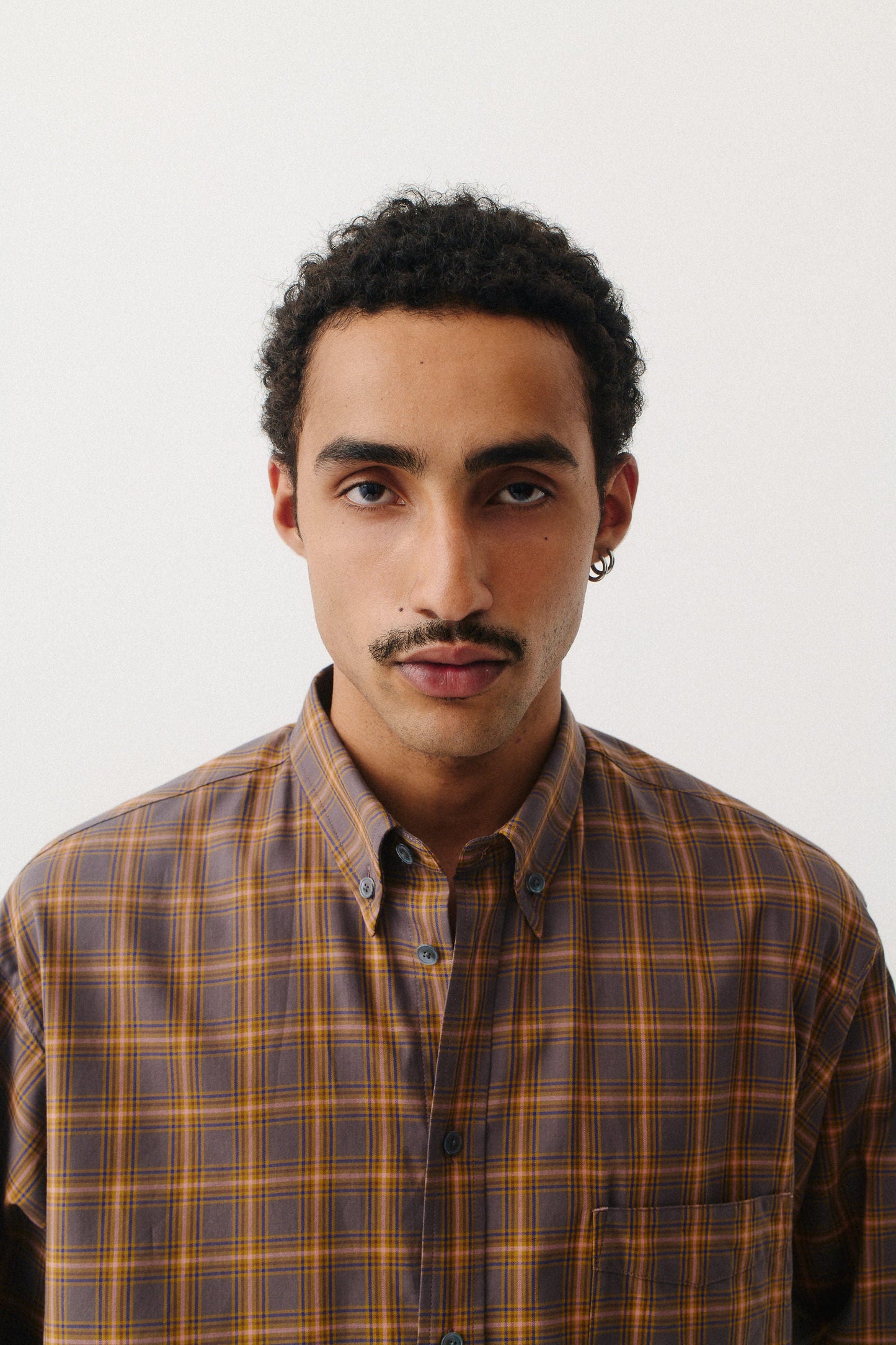 Banita Button Down Shirt Brown Madras Check