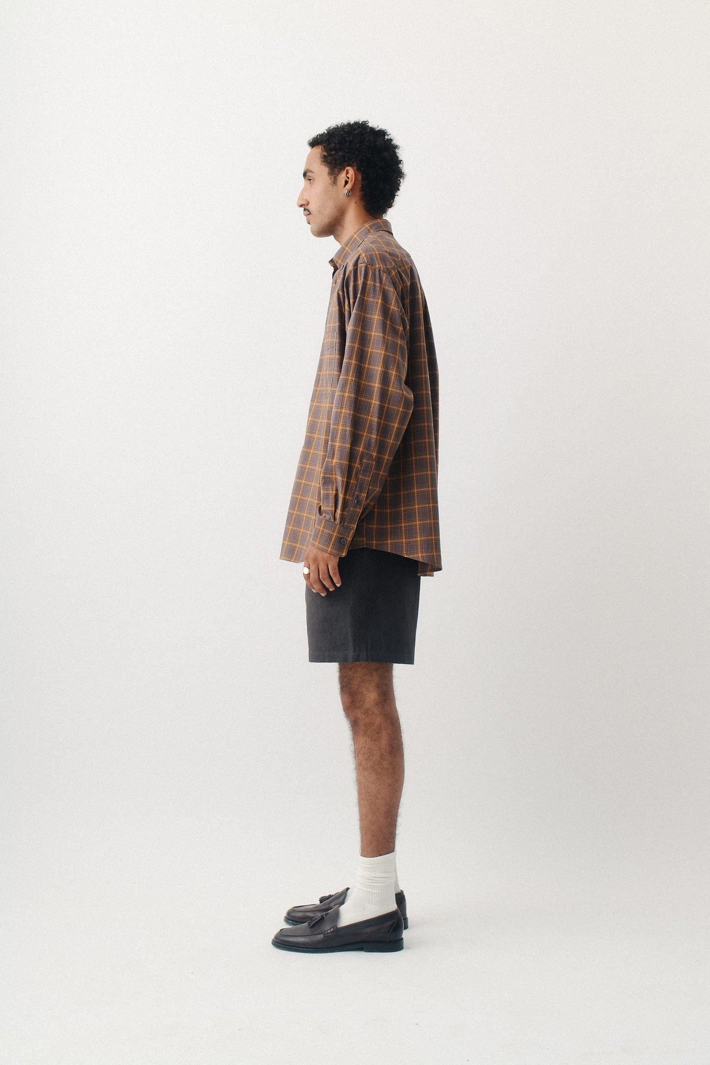 Banita Button Down Shirt Brown Madras Check