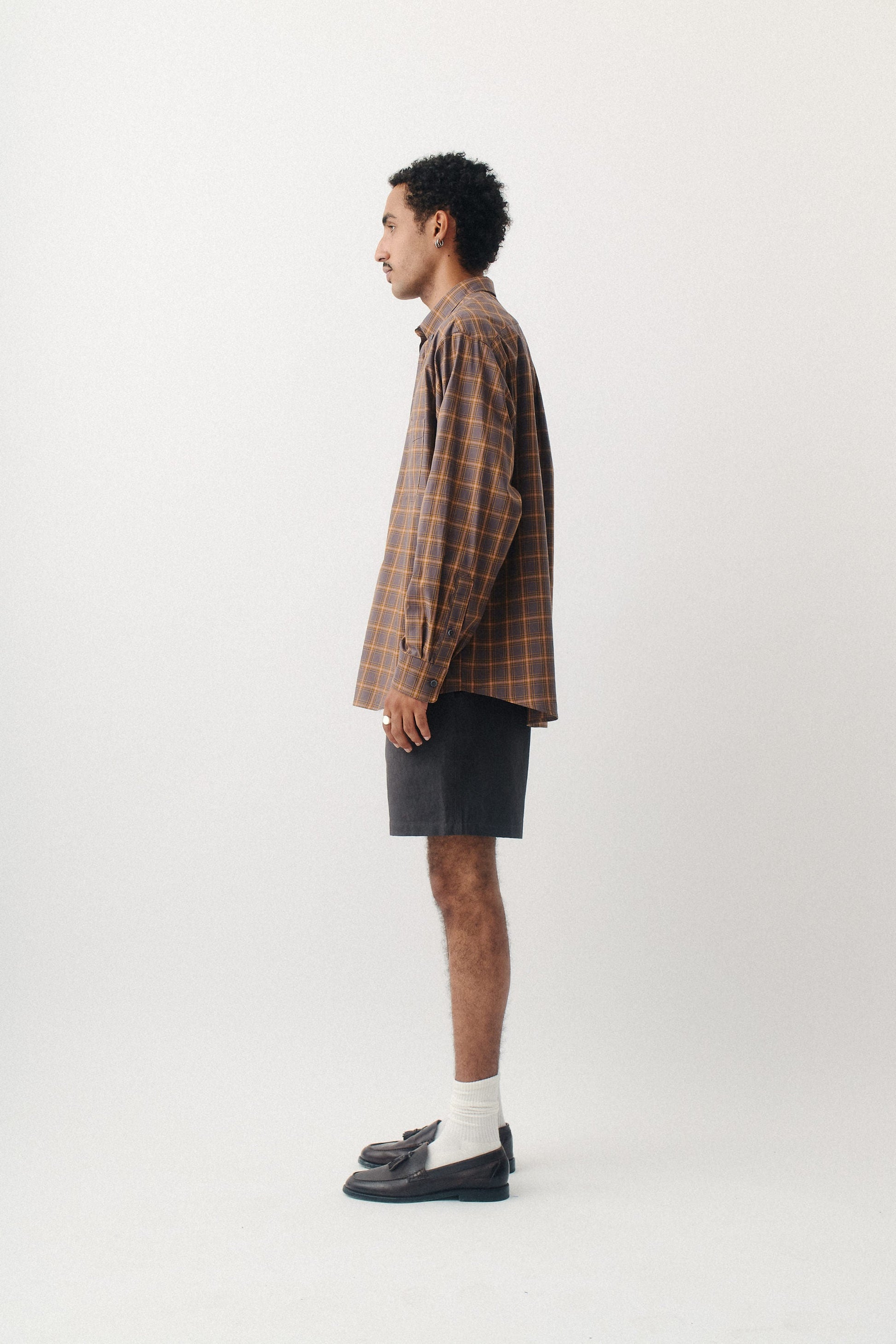 Banita Button Down Shirt Brown Madras Check