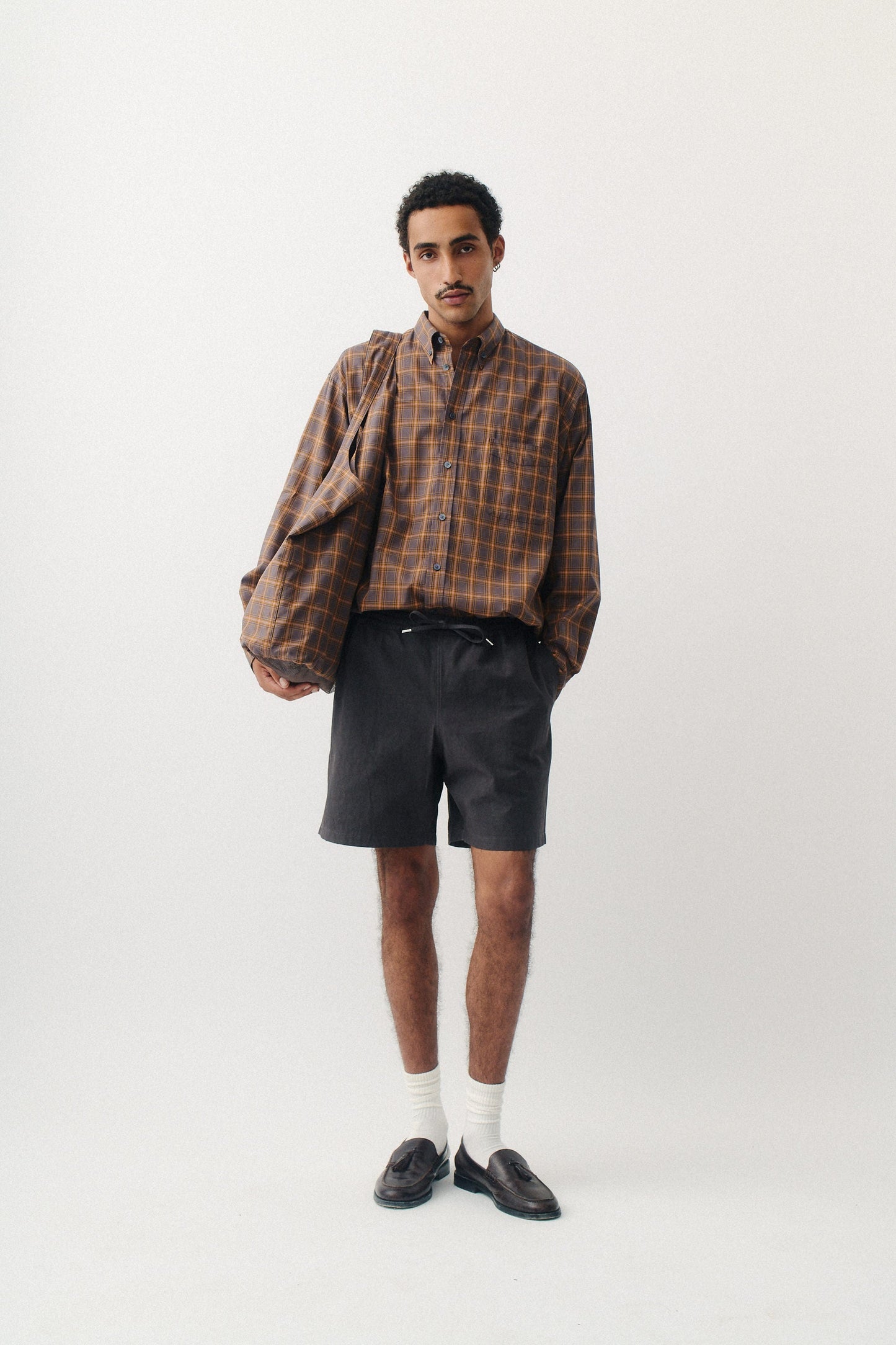 Banita Button Down Shirt Brown Madras Check