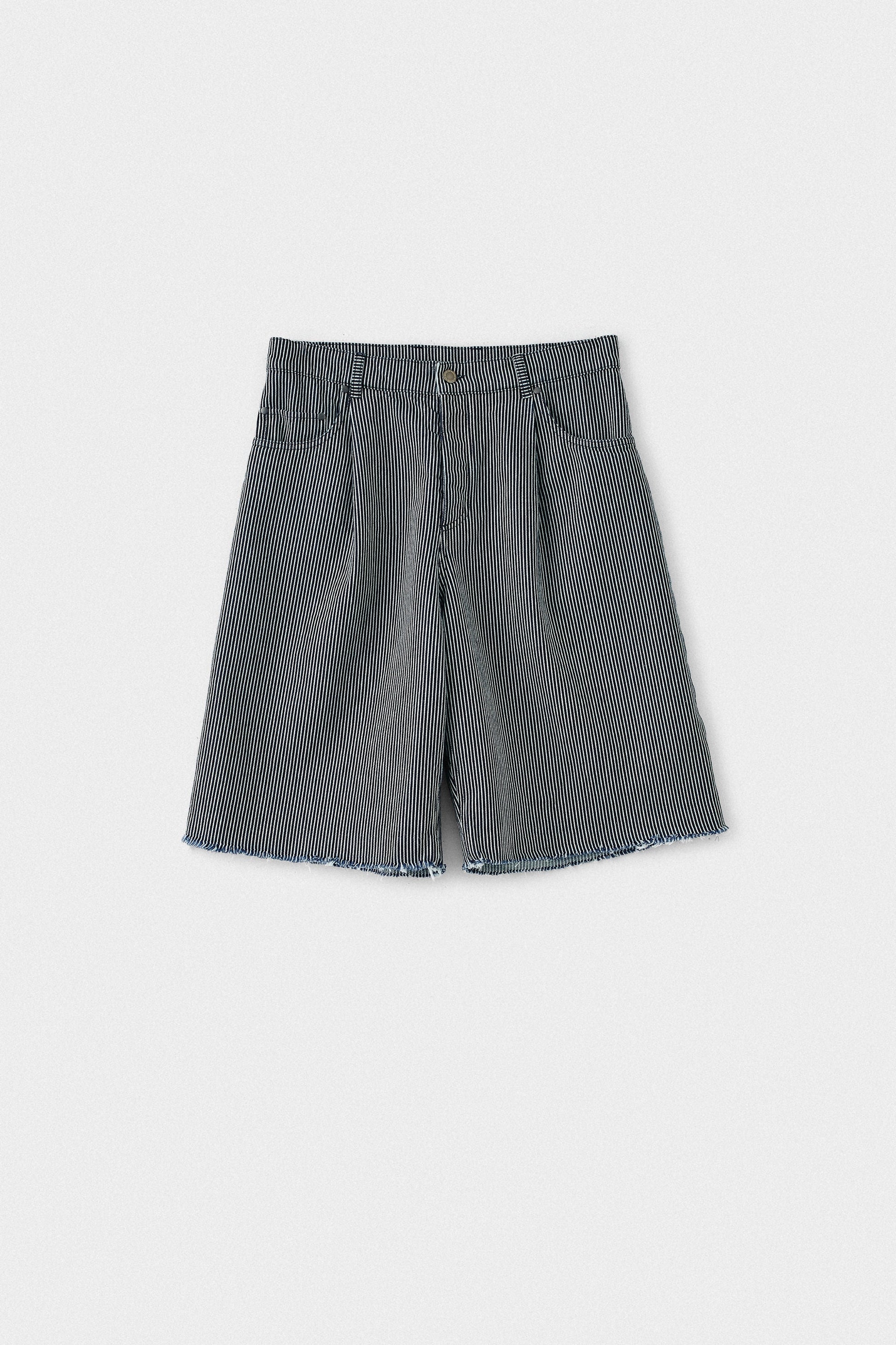 Duma Pleated Shorts Striped Denim