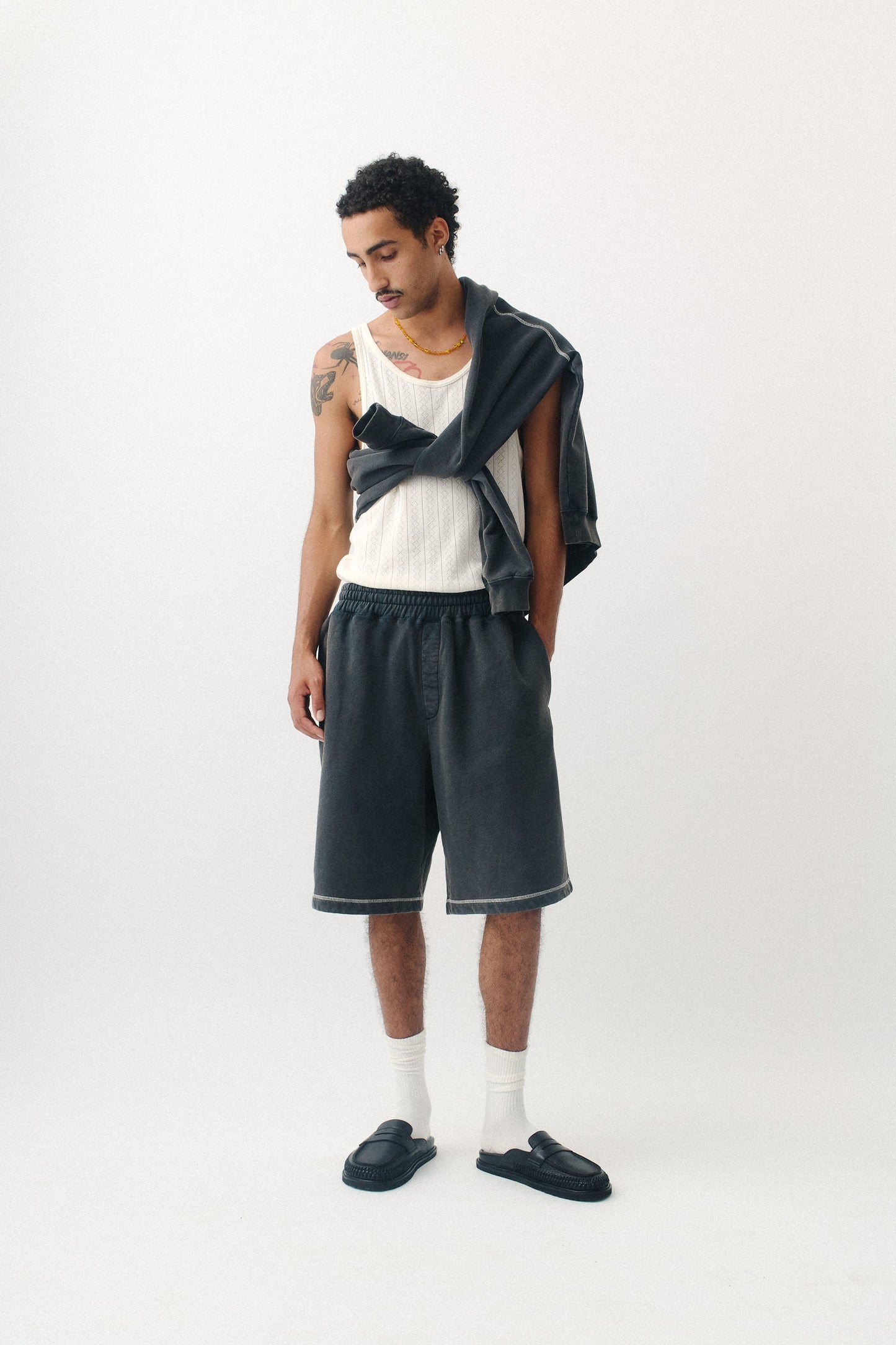 Saleh Jersey Shorts Washed Black