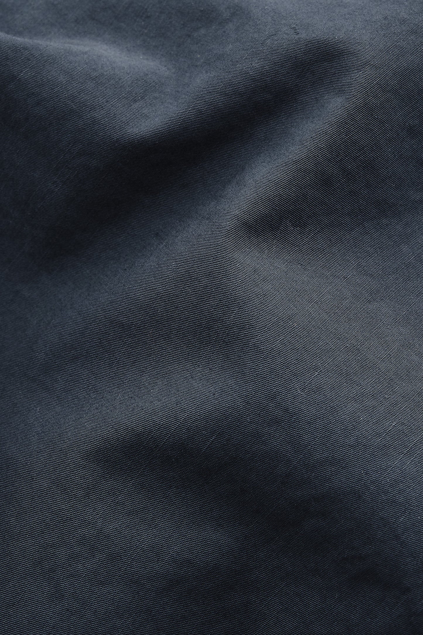Men's long-pants, cotton-linen blend, garment dyed navy.