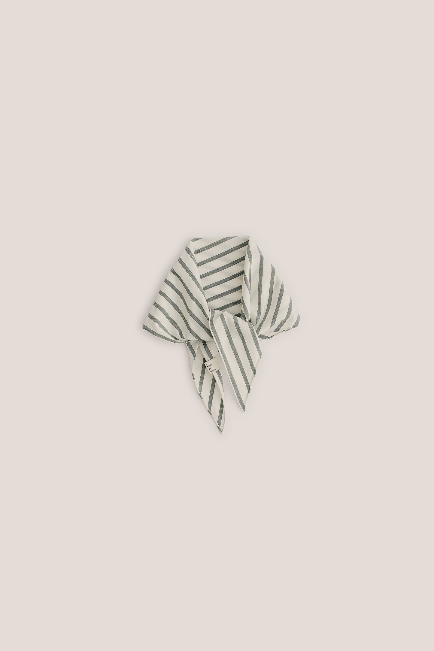 Unisex accessories bandana, cotton silk linen blend, washed finish, white with grey fine stripes.