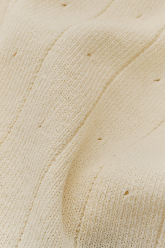 Women's knit vest, 100% fine merino wool, ajour knit pattern, off-white.