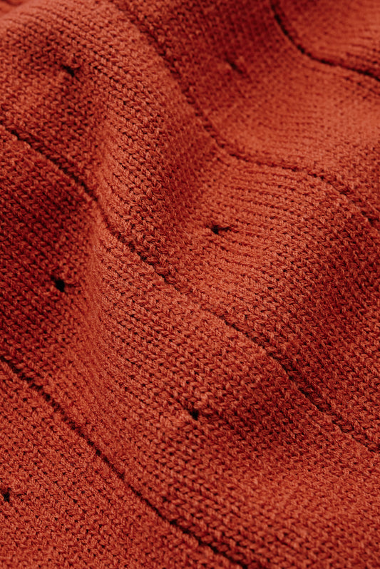 Women's knit vest, 100% fine merino wool, ajour knit pattern, terracotta.