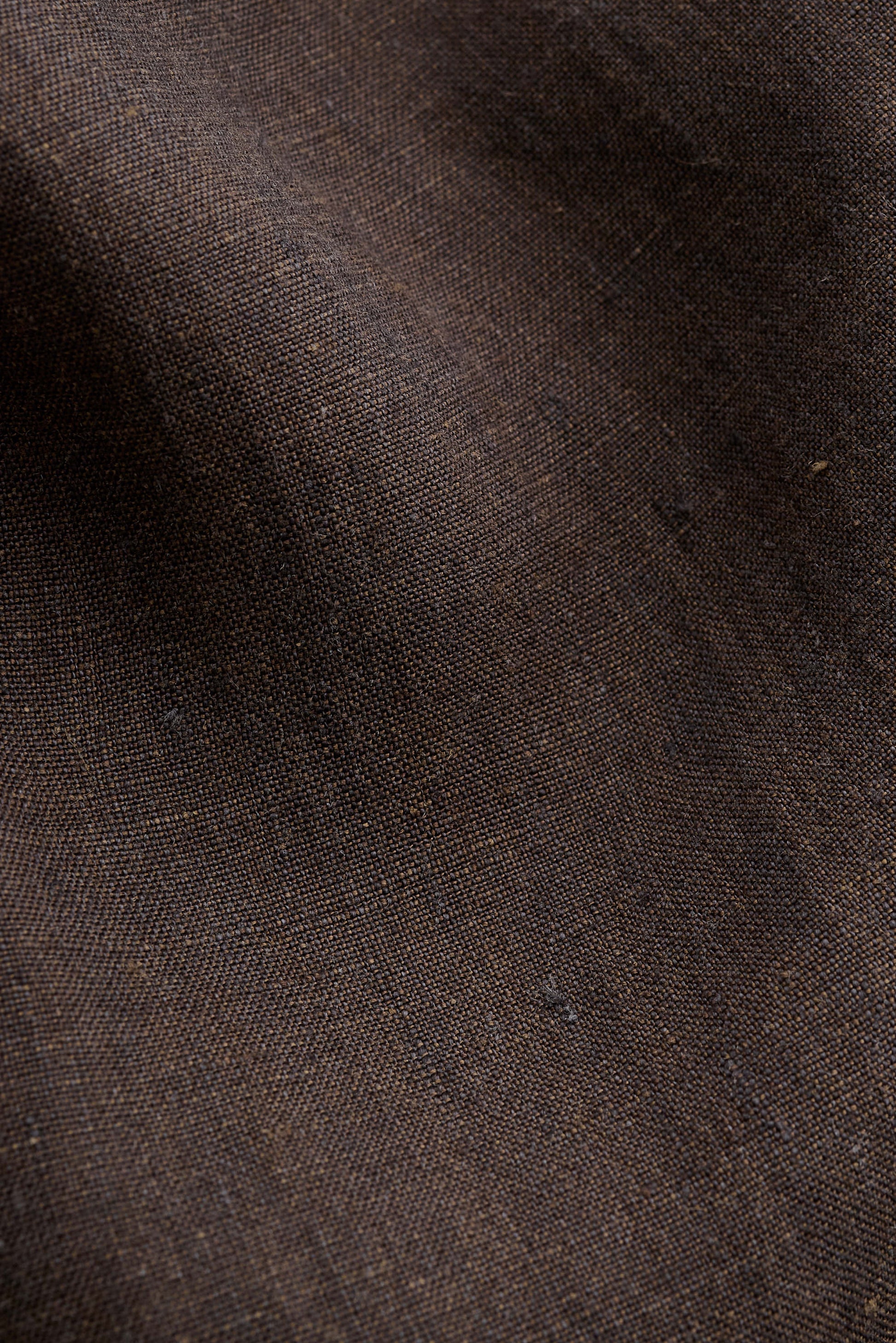Men's tailoring blazer, 100% linen canvas weave, burnt umber with subtle slubs.