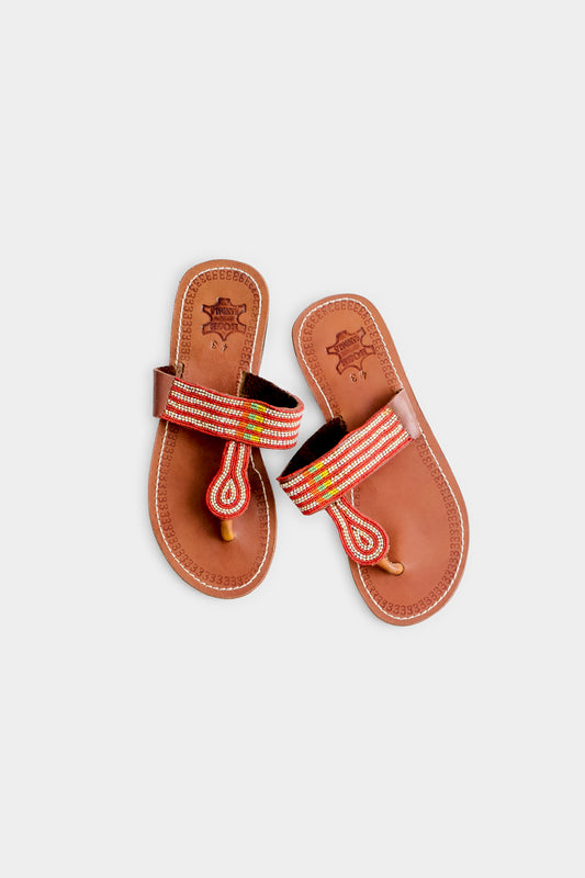 BEADED LEATHER SANDALS
