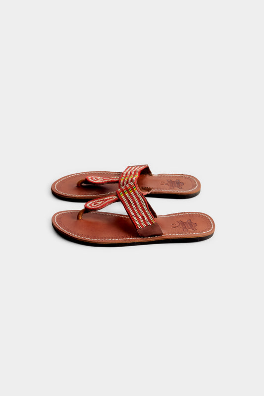 BEADED LEATHER SANDALS
