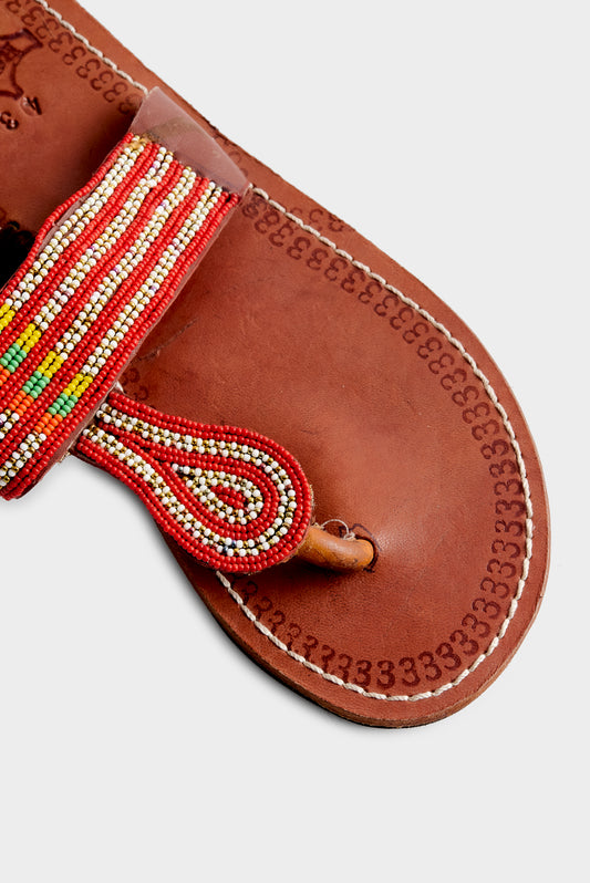 BEADED LEATHER SANDALS