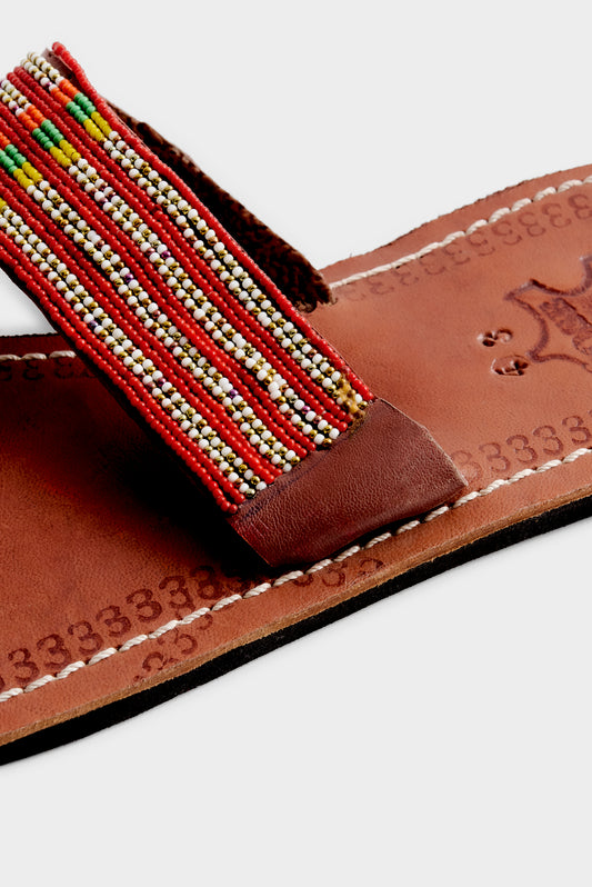 BEADED LEATHER SANDALS