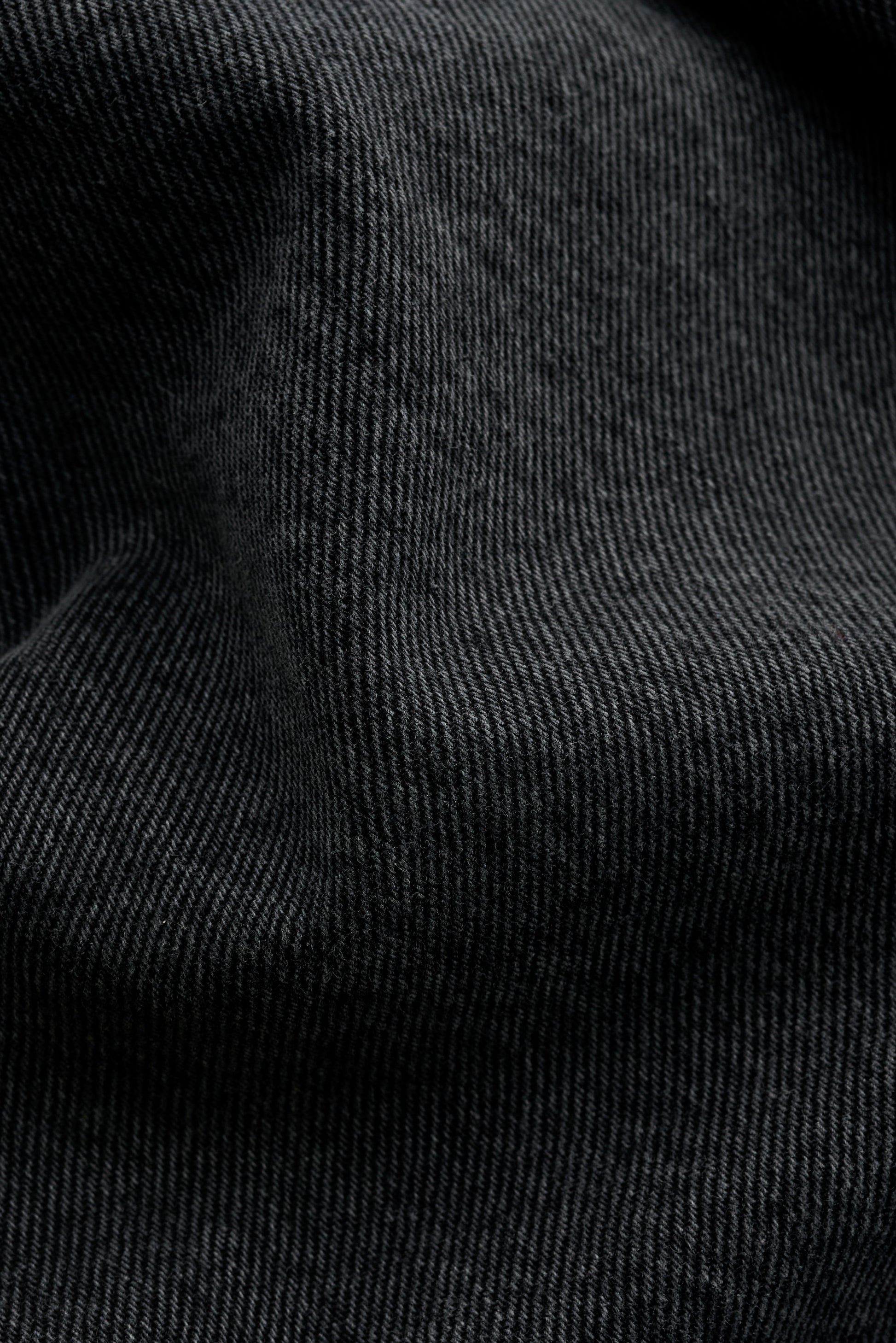 Men's long-pants, organic cotton denim, stone washed, dark grey.