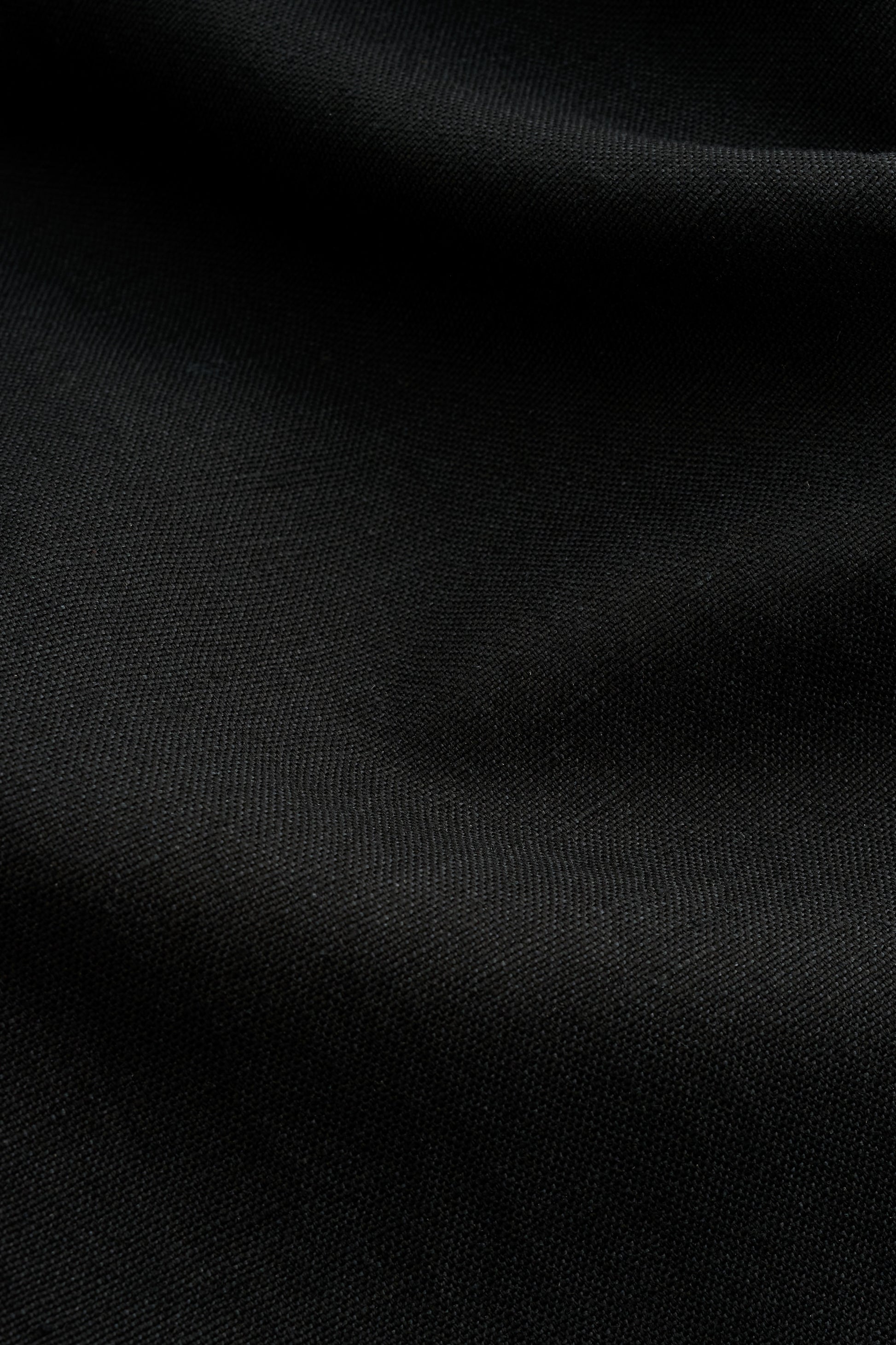 Men's shorts, worsted wool and linen blend, black.