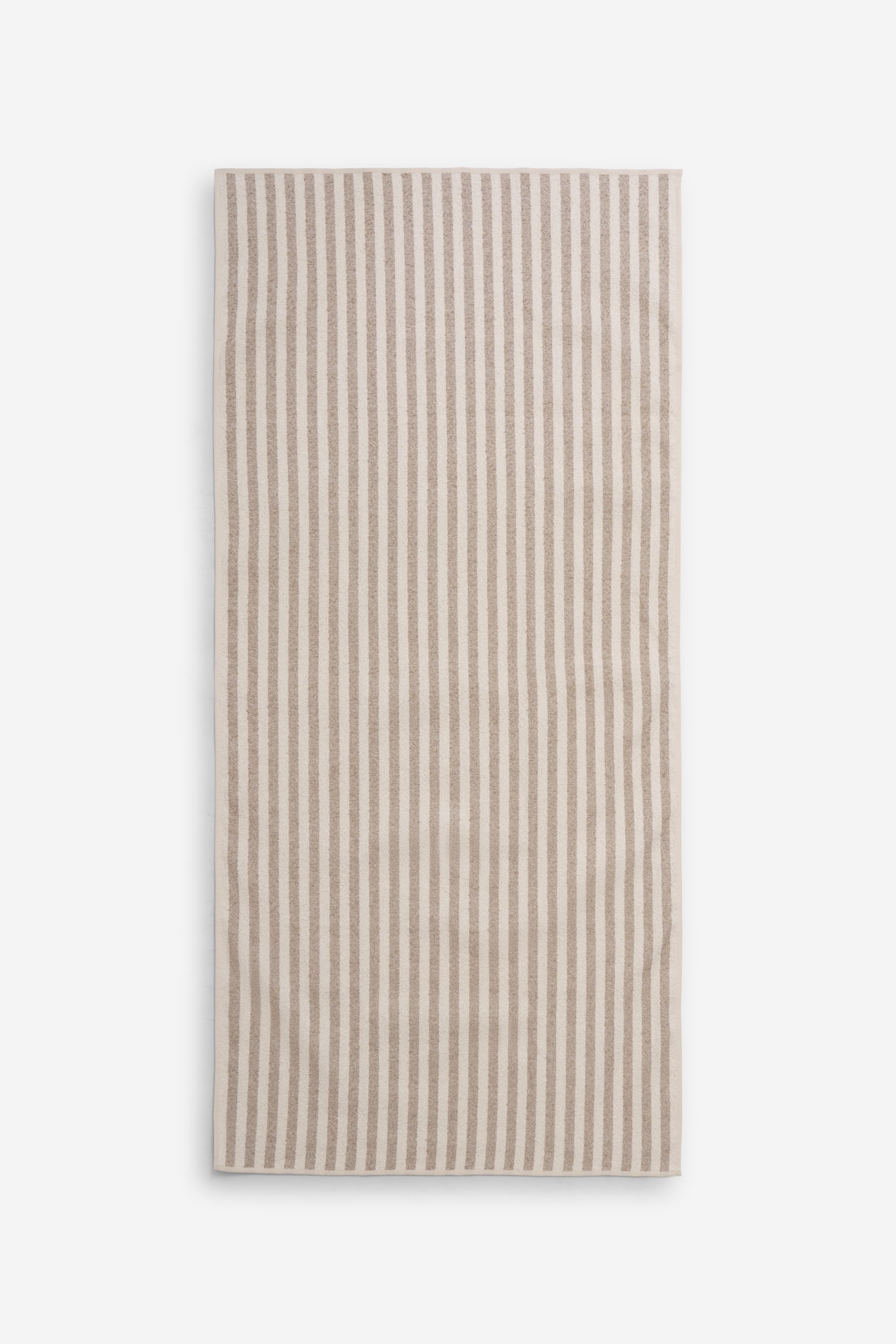 Linen towel, wide flax stripe, 68% linen 32% cotton, folded.
