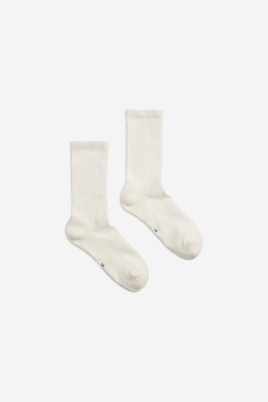 Unisex accessories socks, organic cotton mix, ribbed, off-white.