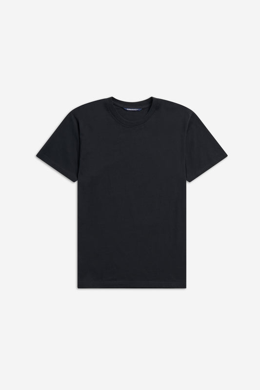 Men's/Women's jersey short-sleeved shirt, 100% organic cotton, pre-washed black, with round neckline.