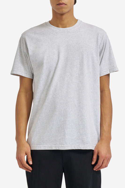 Men's jersey short-sleeved shirt, 100% organic cotton, pre-washed, heather grey.