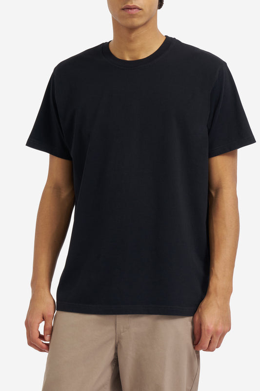 Men's jersey short-sleeved shirt, 100% organic cotton, pre-washed black, regular fit.