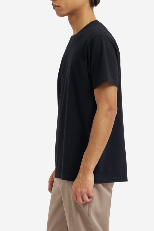 Men's jersey short-sleeved shirt, 100% organic cotton, pre-washed black.