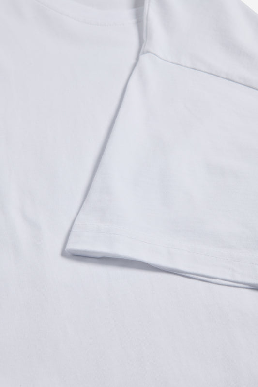 Men's/Women's jersey short-sleeved shirt, 100% organic cotton, pre-washed white.