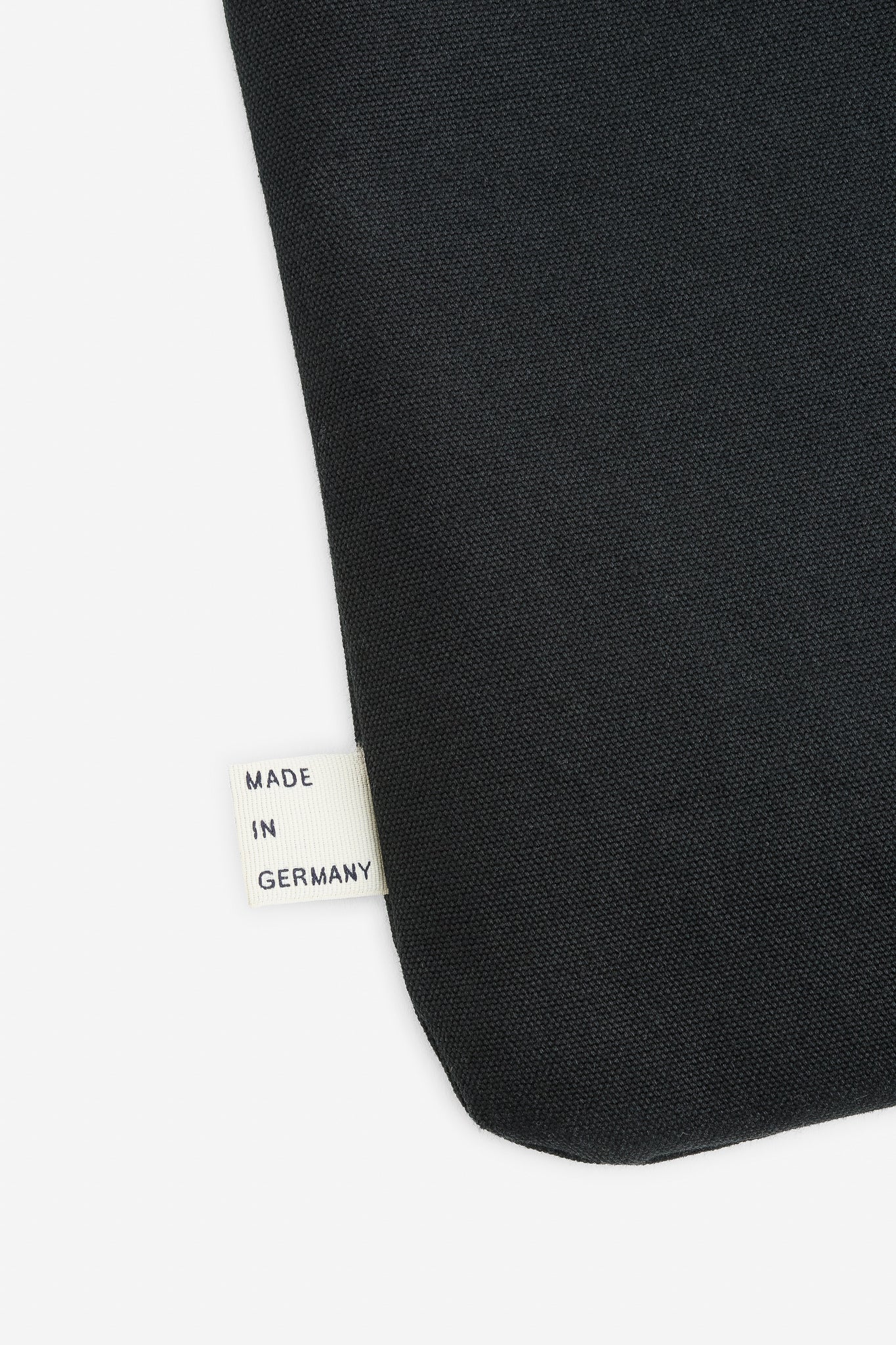 Accessories tote bag, recycled cotton, water-repellent, black, with "MADE IN GERMANY" label.