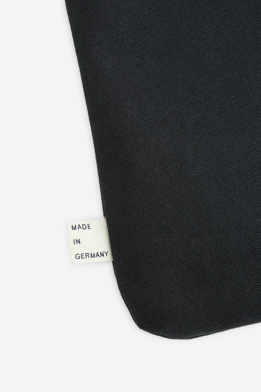 Accessories tote bag, recycled cotton, water-repellent, black, with "MADE IN GERMANY" label.